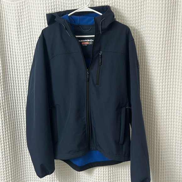 Hawke & Co Sport Performance Mens Coat Blue Large Full Zip Winter Jacket Hooded - Picture 1 of 9